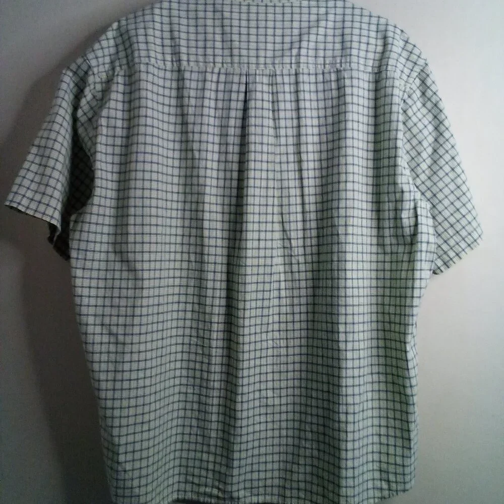 Old Navy Shirt Men XL Short Sleeve Button Up Plaid Casual Green